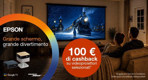 Grande schermo, grande divertimento: 100 € di cashback su videoproiettori selezionati