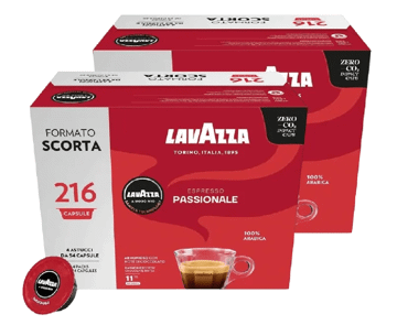 CAPSULE COMPATIBILI LAVAZZA

-  Lavazza 8240MAXI216
-  Tipo di prodotto: Capsule caffè
-  Sistema caffè in capsule/cialde: Nespresso
-  Miscela: Passionale
-  Quantità per pacco: 432 pz